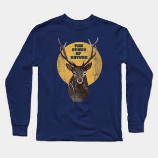 Hand drawn Painting of Deer face the spirit of nature. Long Sleeve T-Shirt